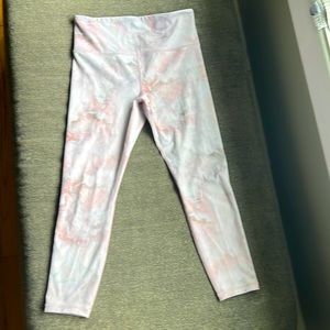 Athleta pink/gray workout crops in medium